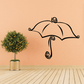 Umbrella decal with black outline umbrella and curled swirl accents