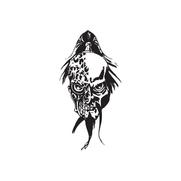 Undead wizard decal, black-and-white skeleton in hood and pointed hat