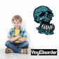 Teal underbite skull decal sticker with jagged teeth, black outline