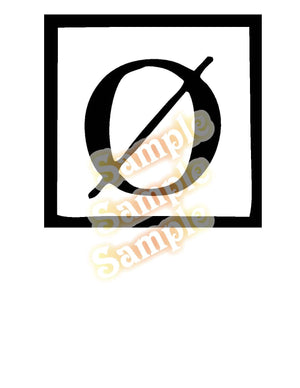 Underoath square decal with black circular logo and diagonal slash on white background