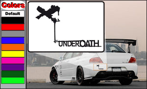 UNDEROATH under-text decal with black skull-crossed swords graphic