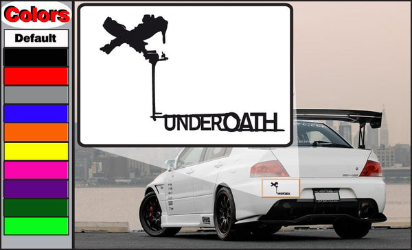 UNDEROATH under-text decal with black skull-crossed swords graphic