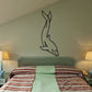 Underwater dolphin wall decal, black line art