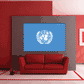 United Nations flag sticker with blue background and white UN emblem