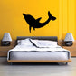 Black up-turned dolphin wall decal silhouette