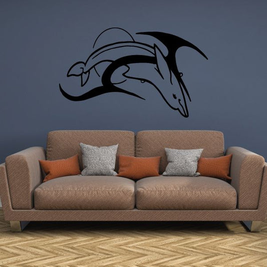 Image of Upside Down Moon Dolphin Decal