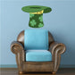 Upside-down green top hat with clover leaf sticker, gold belt and buckle detail