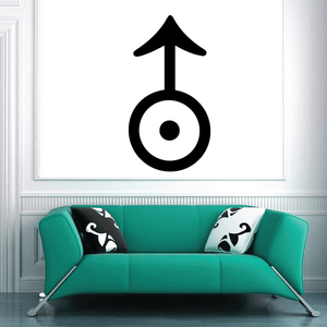 Black astrological symbol decal with circular eye and upward arrow