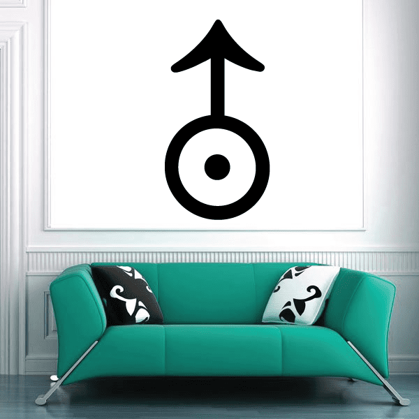 Black astrological symbol decal with circular eye and upward arrow