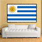 Uruguay flag sticker, rectangular design with white sun and blue stripes