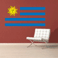 Uruguay flag sticker with yellow sun and four blue horizontal stripes