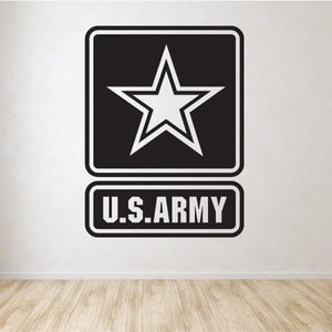 US Army logo decal: black square with white star and U.S. ARMY lettering