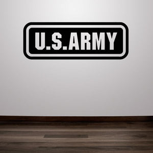 U.S. Army text decal with bold U.S. ARMY lettering in black and white