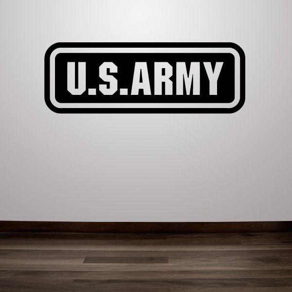 U.S. Army text decal with bold U.S. ARMY lettering in black and white