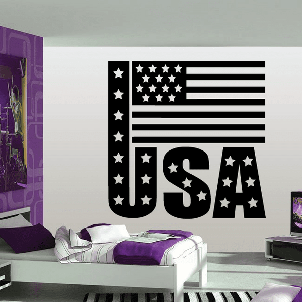 USA flag decal with stars, stripes, and large 'USA' lettering