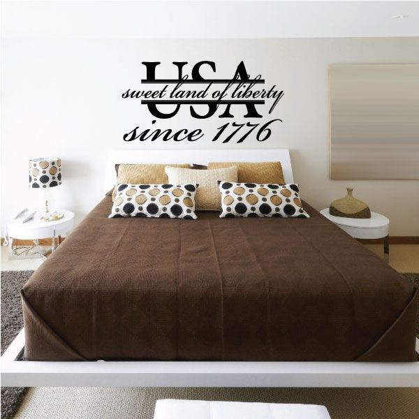 USA wall decal with “sweet land of liberty” and “since 1776” lettering