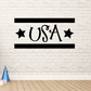 USA stars wall decal with black USA lettering and star icons