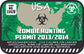 Zombie hunting permit sticker with USA text, permit No. 13420, biohazard icon