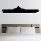 USS Bataan ship decal, black silhouette of a battleship with detailed turrets