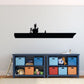 Black aircraft carrier silhouette wall decal with ship profile and deck details