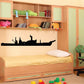 Black battleship silhouette wall decal, USS Peoria style