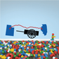 Carriage decal with Utah and Illinois silhouettes, red line, black cannon wheel