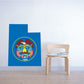 Utah state flag shape sticker with circular state emblem and text