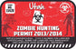 Red zombie hunting permit sticker with Utah text and biohazard symbol