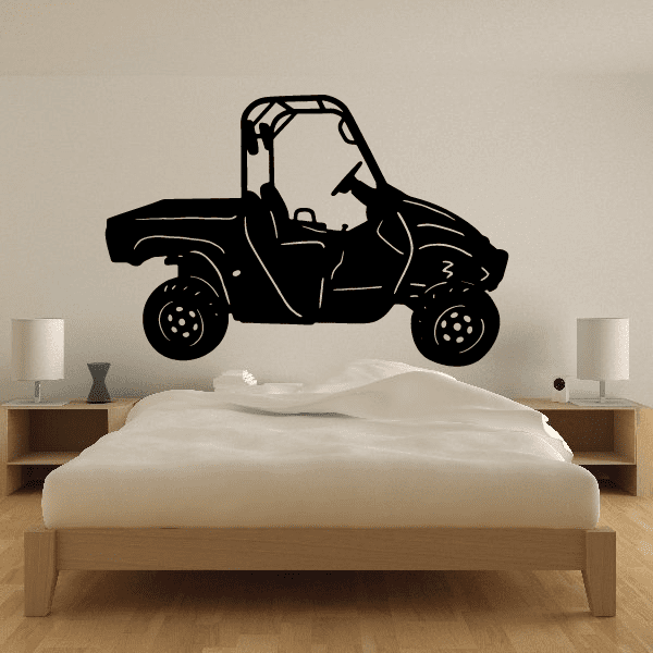 UTV decal sticker with black outline of an off-road vehicle side view