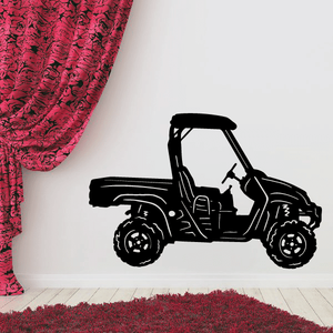 Black UTV roof decal sticker with side view silhouette and wheels