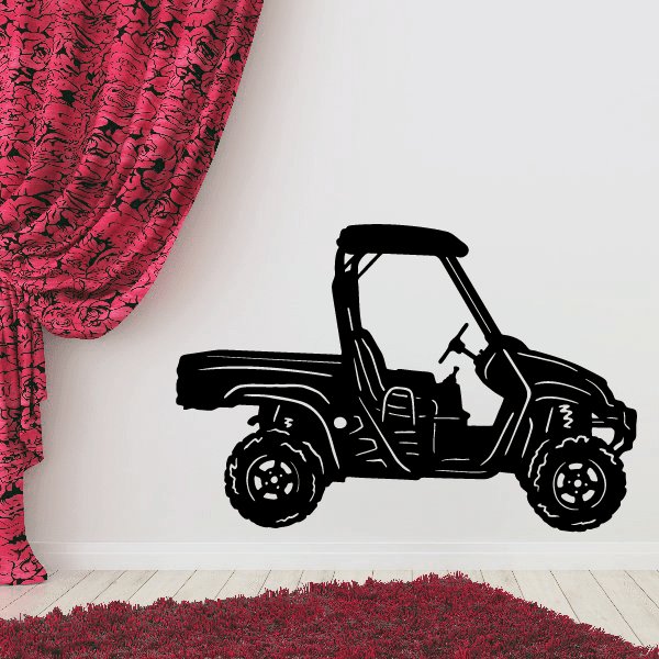 Black UTV roof decal sticker with side view silhouette and wheels