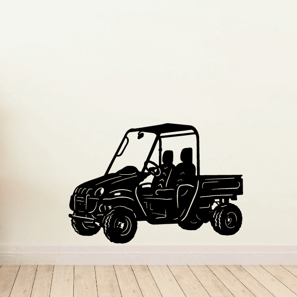 UTV with roof decal, black silhouette side view