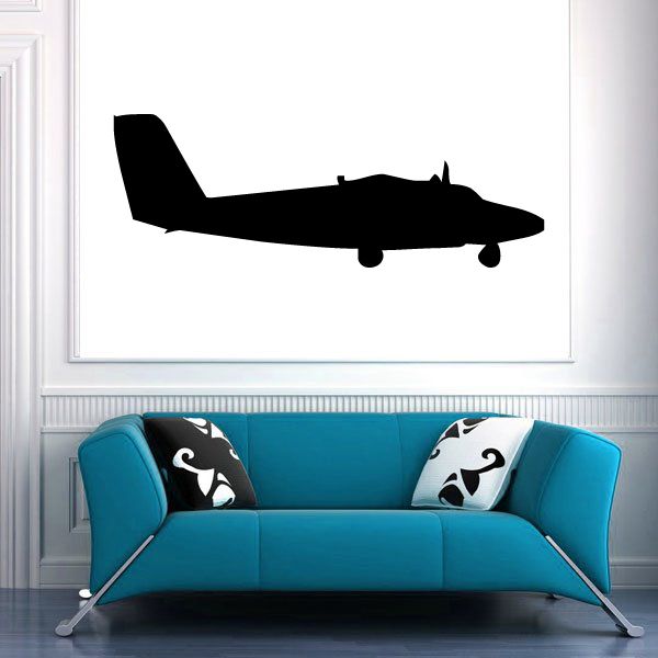 Twin Otter aircraft wall decal, black silhouette airplane shape