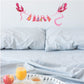 Valentine birds ribbon banner sticker with pink birds and colorful 'LOVE' letters