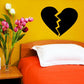 Broken heart wall decal with jagged split heart shape in black
