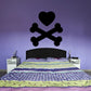 Heart and crossed bones wall decal in dark silhouette