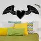 Black heart with angel wings wall decal