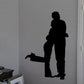 Valentine lovers hugging decal, two figure silhouettes in black
