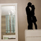 Valentine lovers kissing wall decal, black silhouette couple embracing