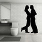 Valentine lovers leaning in wall decal with black couple silhouettes