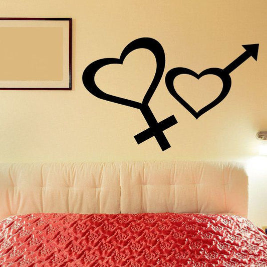 Image of Valentines Day Male and Female heart symbols decal