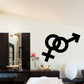 Black interlocking male and female symbol wall decal (Venus and Mars)