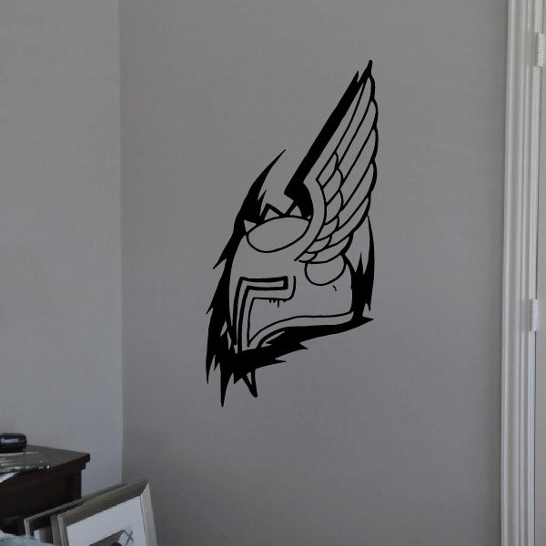 Valkyrie helmet decal: black and white winged helmet graphic