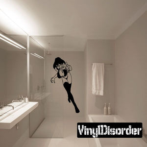 Vampiress wall decal: black vampire woman silhouette with white stylized text