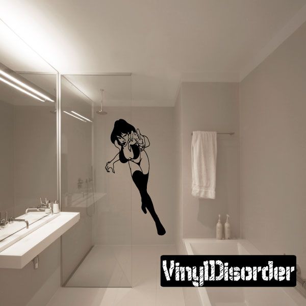 Vampiress wall decal: black vampire woman silhouette with white stylized text