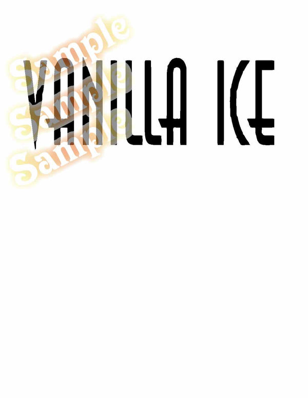 Vanilla Ice decal sticker with stylized black and white text