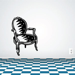 Vanity chair decal, black ornate chair outline