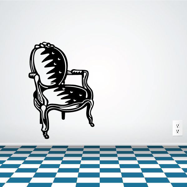 Vanity chair decal, black ornate chair outline