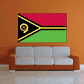 Vanuatu flag sticker, rectangular with magenta, green, and black diagonal cross