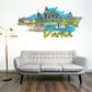Varna skyline wall sticker with blue buildings and bold Varna lettering